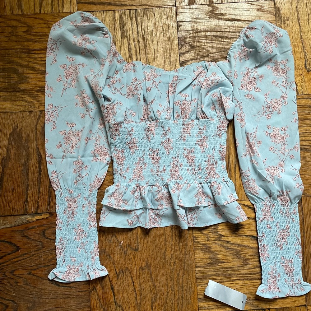 NWT Cherry blossom long sleeve corset top